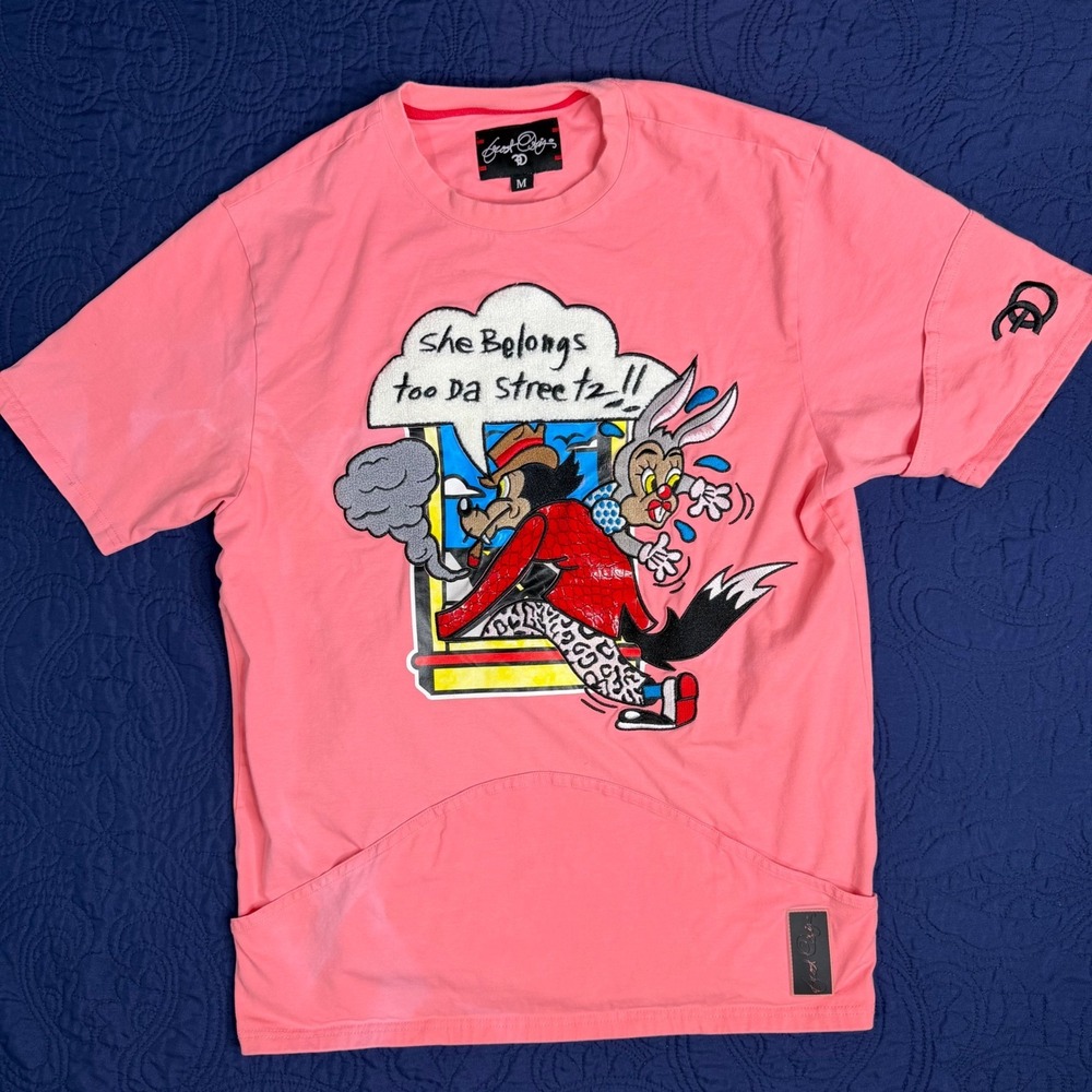 Frost‎ Origs Mens She Belongs Too Da Streetz Graphic T-Shirt Pink Medium Read